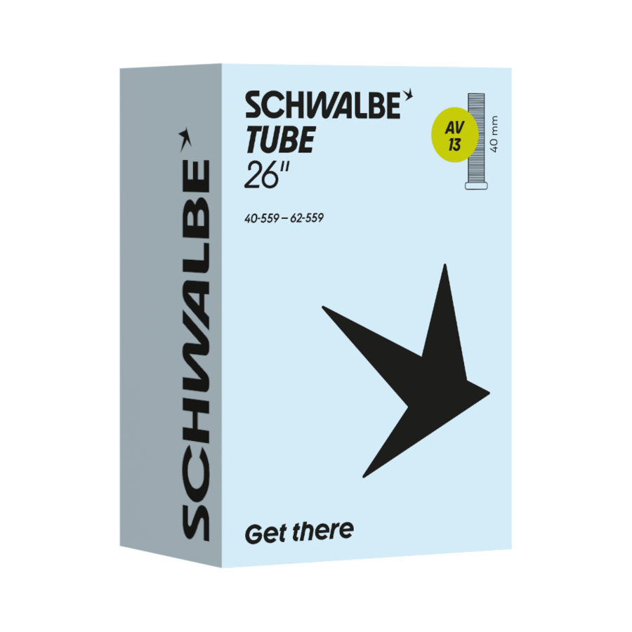 Schwalbe AV13 Fahrradschlauch, Autoventil · 40 mm, Produktverpackung