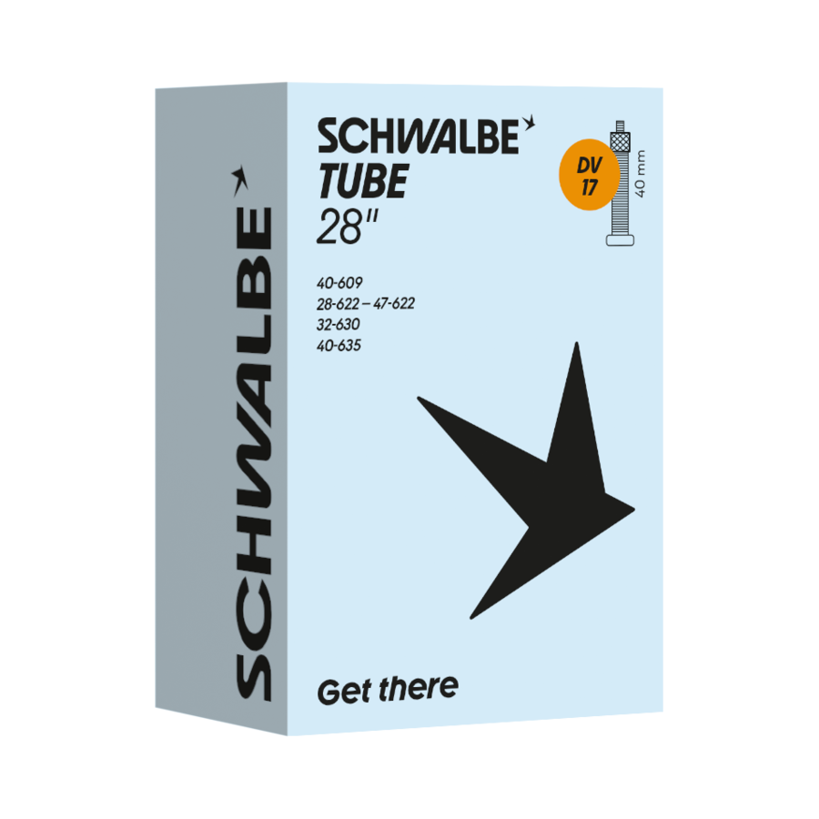 Schwalbe DV17 Fahrradschlauch, Dunlopventil · 40 mm, Produktverpackung